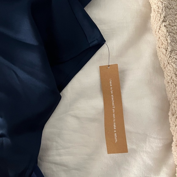 Reformation Navaeh Satin Midi Dress Navy - NWT - Picture 7 of 9